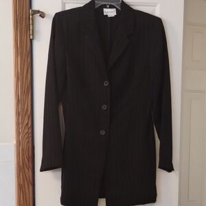 Black Pinstripe Women's Long Blazer